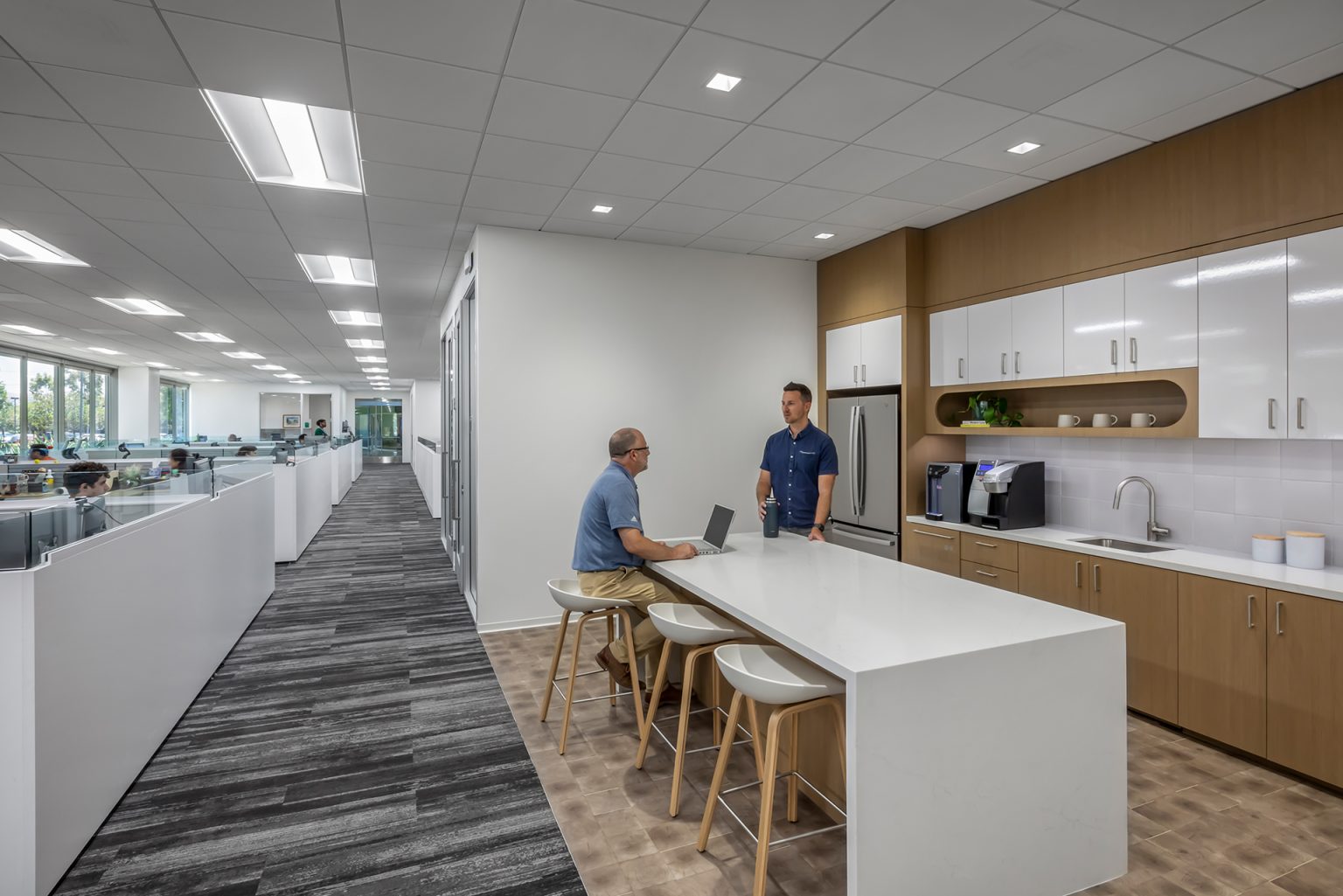 Coffee bar and open office space